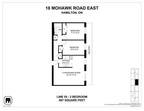 A drawing of a floor plan for a home at 18 Mohawk Road East, Hamilton, ON.